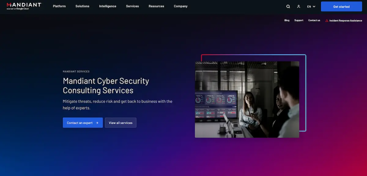 A screenshot of Mandiant's website