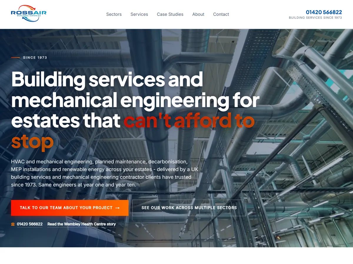 The Rossair website homepage