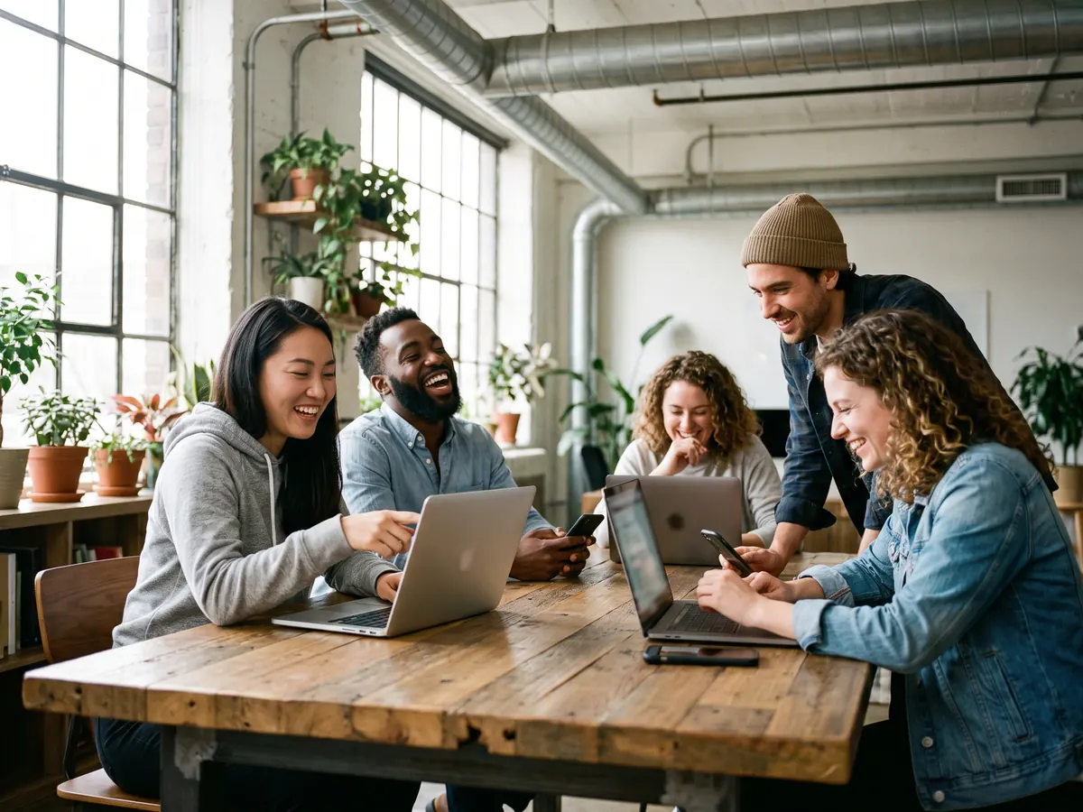 A team working in a startup in a meeting